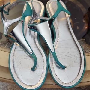 Fergie Silver and Teal Sandals